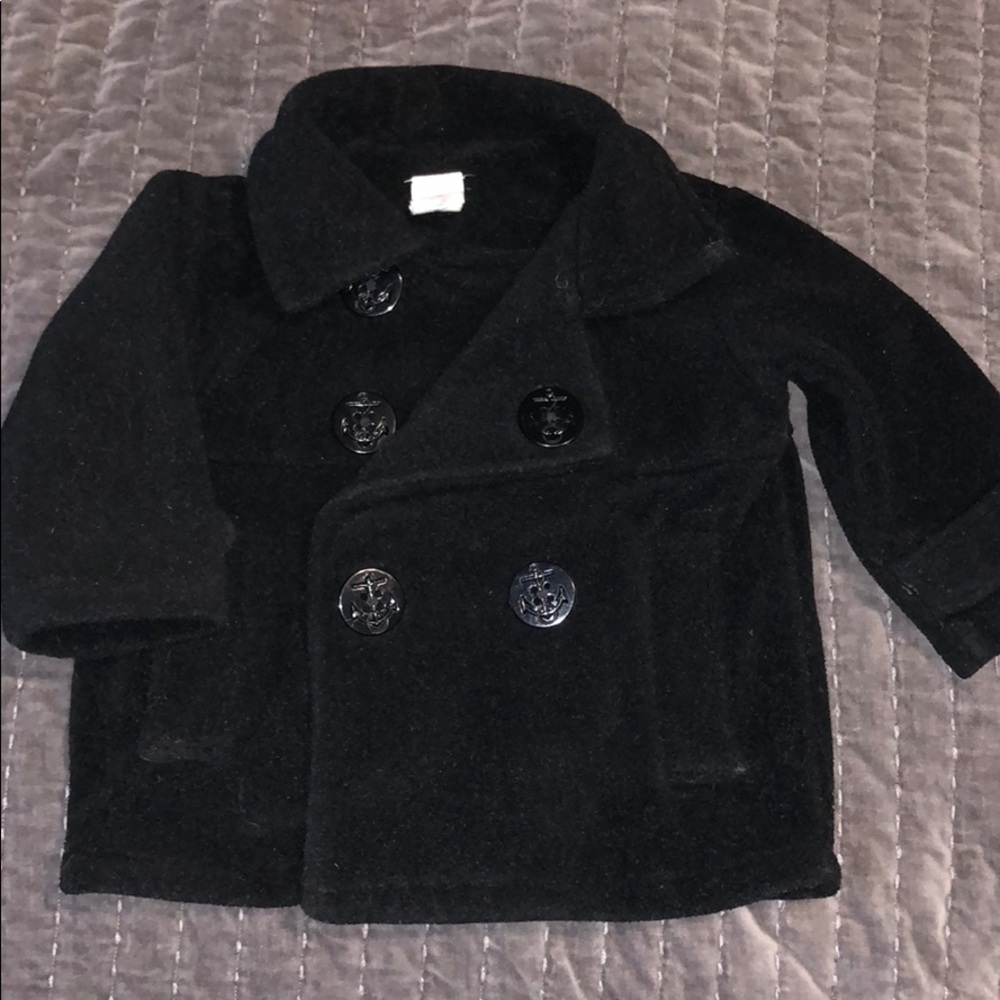 Black Double Breasted Pea Coat Winter Over Jacket